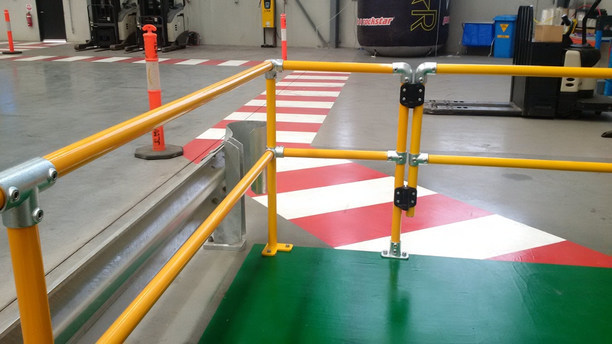 Line markings and barriers in workshop