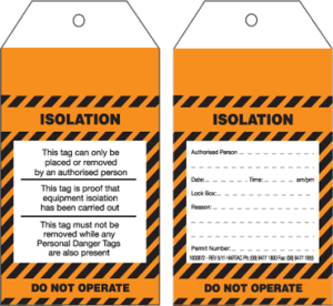 Isolation Safety Tag