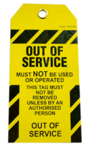 Tamper Proof Out of Service Safety Tag
