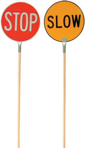 Stop / Slow Bats with Timber Handles - Class 1 Reflective